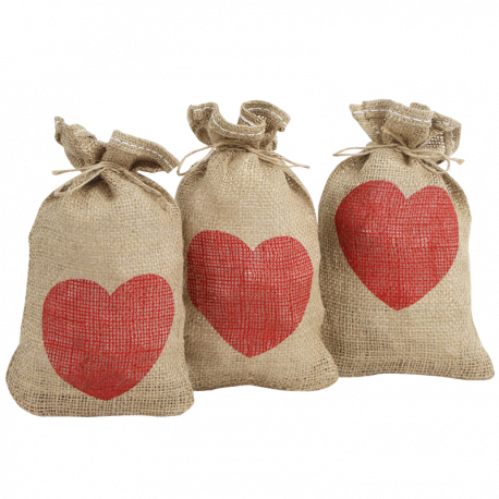 Jute zakken met hartje gebruik: Jute zakken met hartje