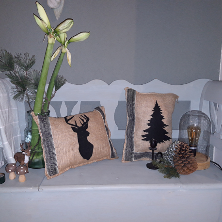 DIY pakket jute kerst kussen gebruik: DIY pakket jute kerst kussen