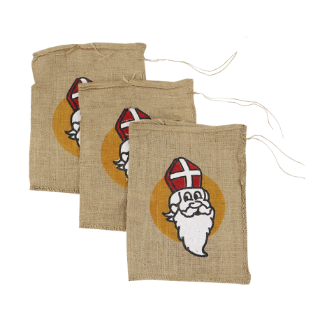 Jute zak met Sinterklaas opdruk 30 cm x 40 cm gebruik: Jute zak met Sinterklaas opdruk 30 cm x 40 cm