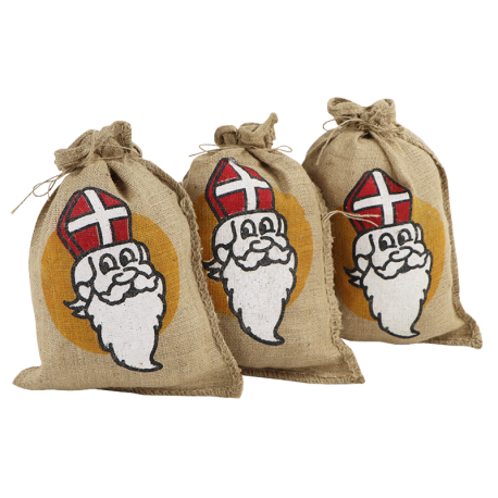Jute zak met Sinterklaas opdruk 30 cm x 40 cm