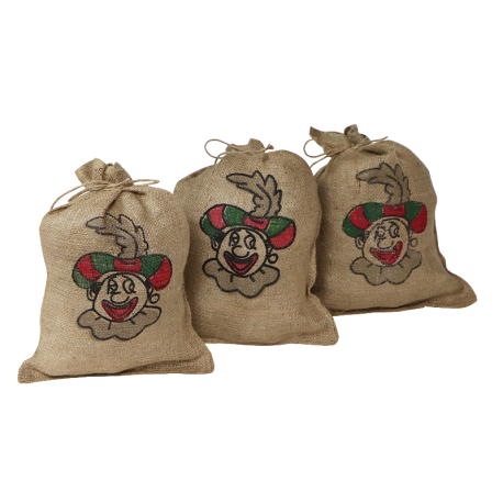 Jute zak Sinterklaas met Piet opdruk 30 cm x 40 cm