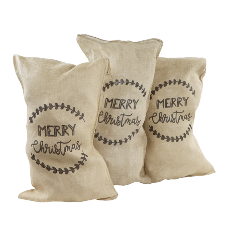 Jute zak Kerst met Merry Christmas opdruk 60 cm x 110 cm
