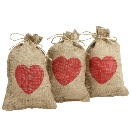 Jute bruiloft zakken met hartje gebruik: Jute bruiloft zakken met hartje