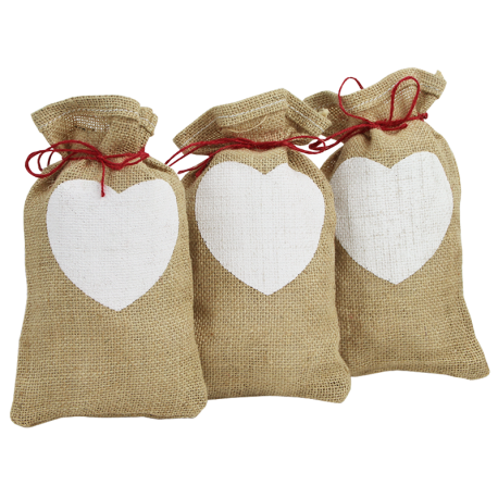 Jute bruiloft zakken met hartje gebruik: Jute bruiloft zakken met hartje