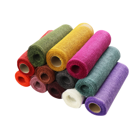 Gekleurd jute band 30 cm x 5 meter combi